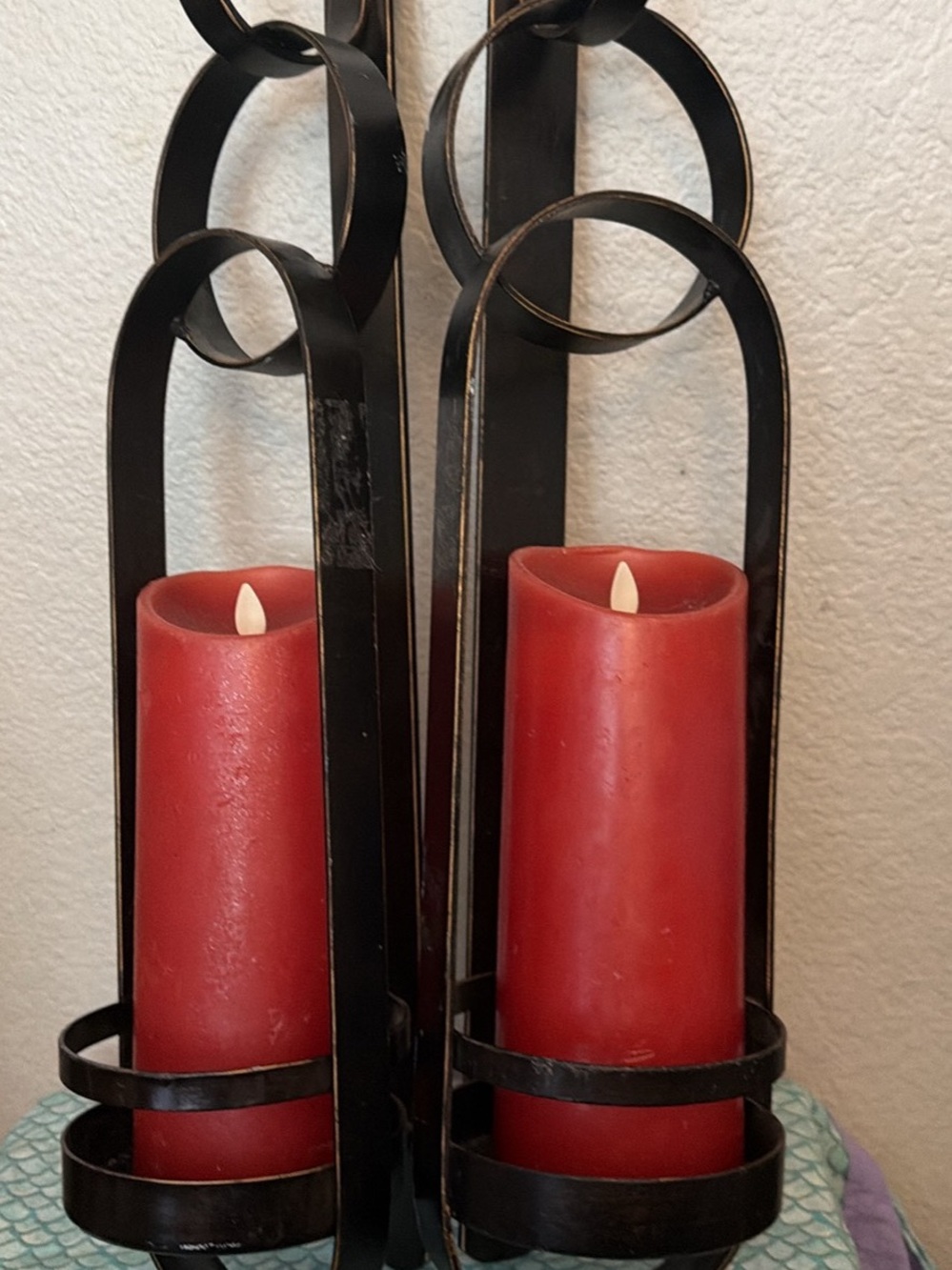 Black Metal/Rod Iron, hanging Candle Holders (Candles not included)